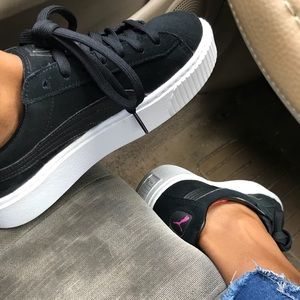 Black Puma Suede Basket Platform